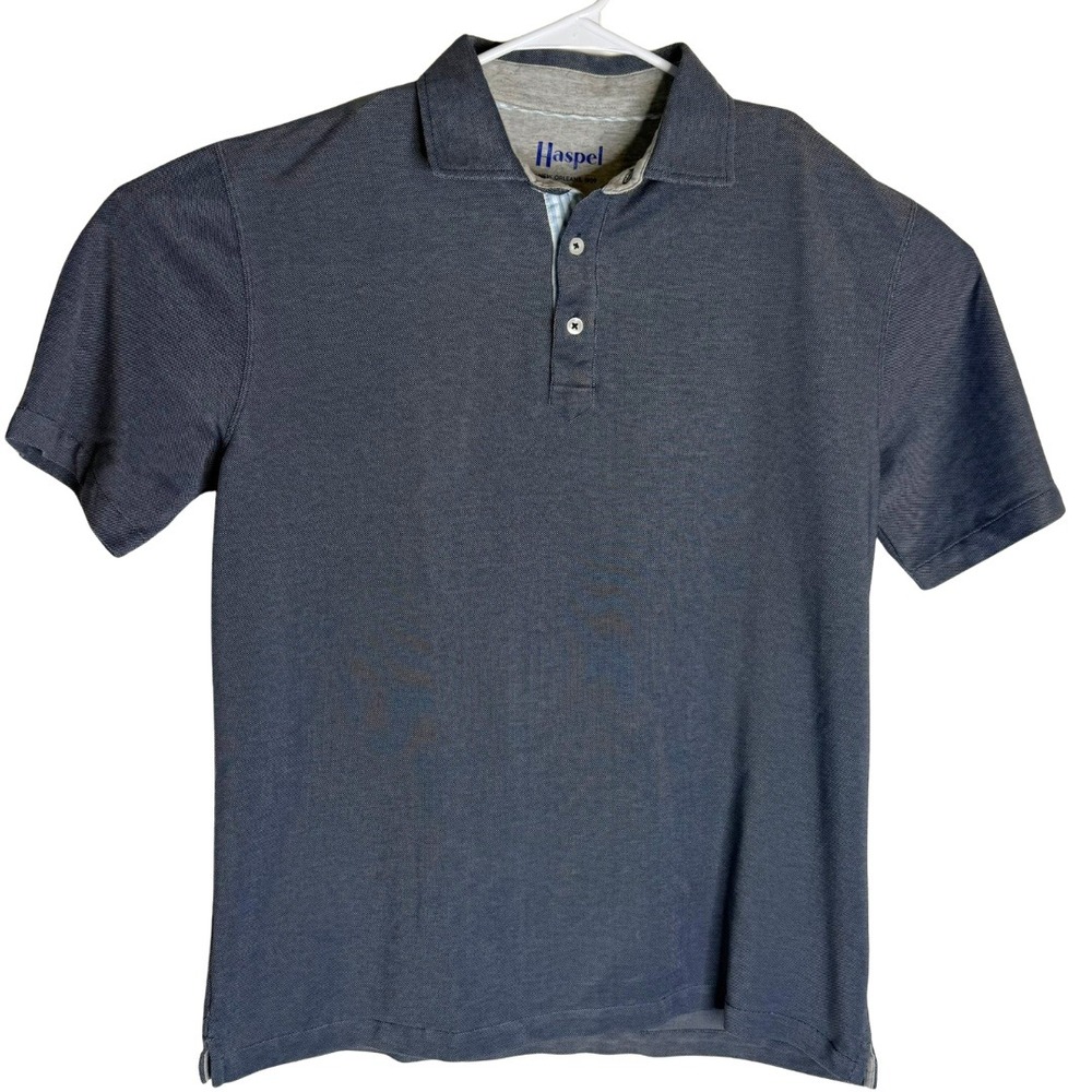 Haspel Men's Charcoal Heather Textured Knit Polo Shirt Size‎ Medium